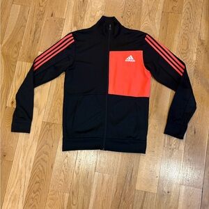 adidas Black Jacket with Red Panel and Stripes